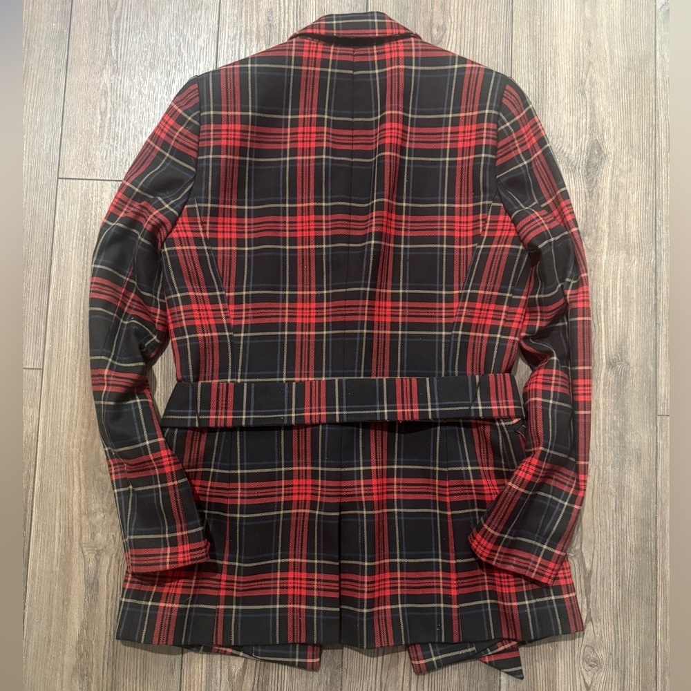 Cremieux Red & Black Plaid Belted Blazer Jacket – Women’s 2 – Tartan Style - Picture 3 of 4
